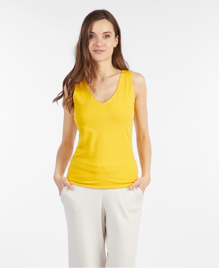 Zero mustard yellow v-neck top,