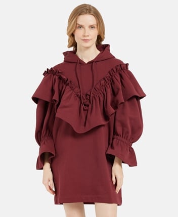 Ruffled hoodie dress